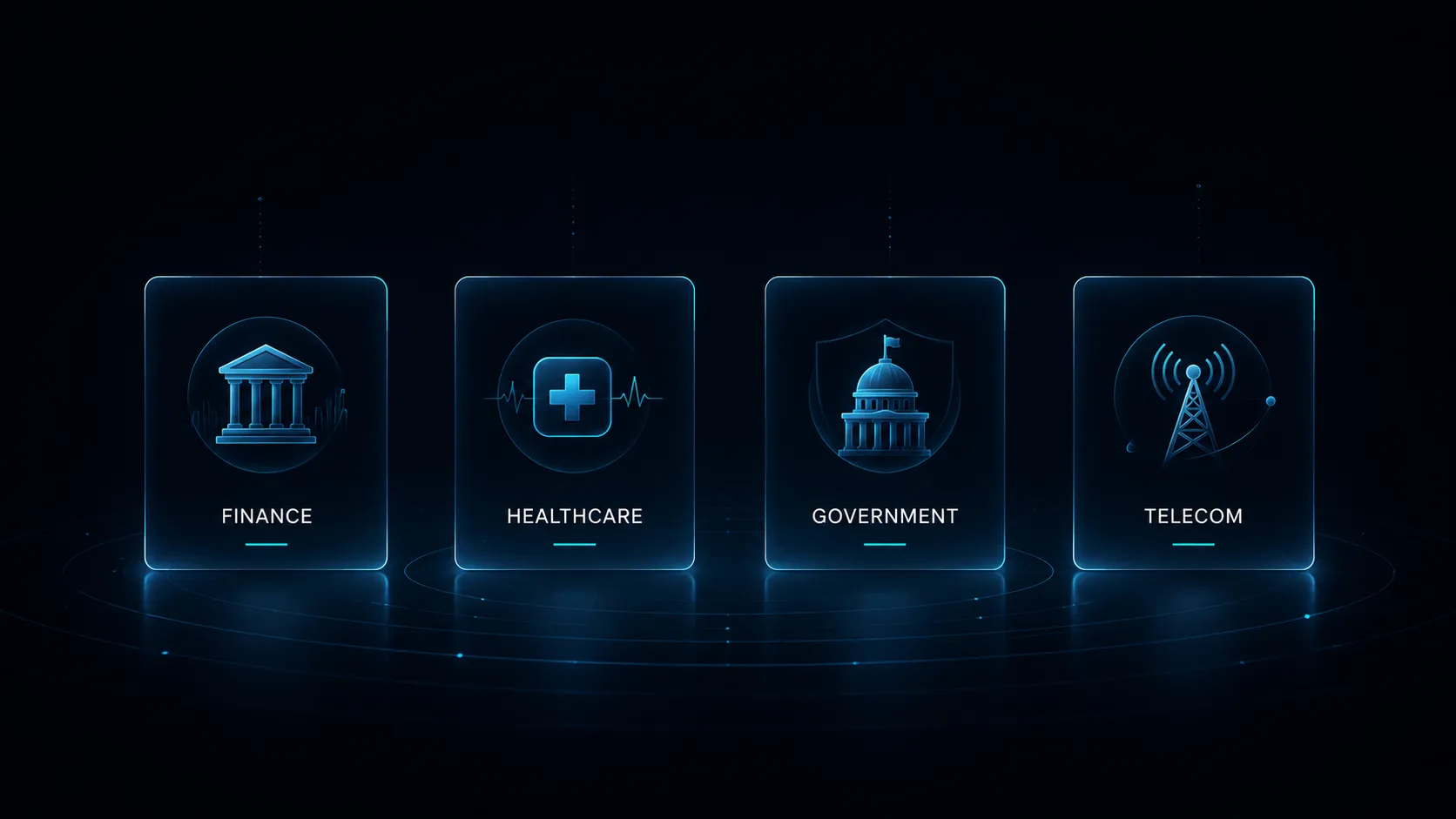 Finance, healthcare, government, and telecom sector icons